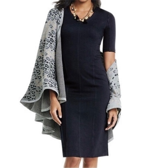 Cabi #3101 12 Claire Little Black Ponte Knit Sheath Classic Career Zip Up Dress - Picture 1 of 11